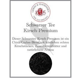Lerbs & Hagedorn, Black Cherry Tea Premium Cherry Flavour 250 g (approx. 21 Litres) Cherry Pieces, Rose Petals, China and Ceylon Tea as a Base