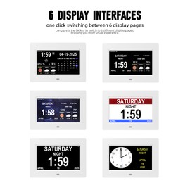 Memwake WiFi Digtial Wall Clocks,Desk Clock with Weather Temperature Humidify,10 Day Weather Forecast,Weather Station with Digital Calendar and Dementia Alarm Clock for Seniors (White, 7 inches)