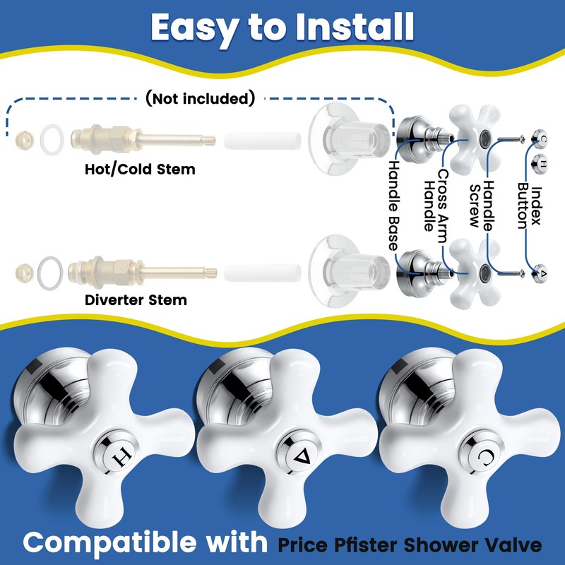 Enhon 3 Pcs Porcelain Handle Set, Compatible with Price Pfister