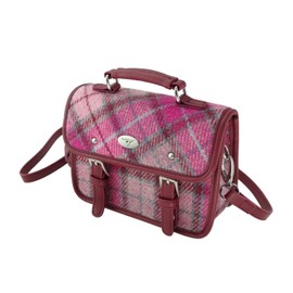Glen Appin Harris Tweed Bervie Mini Satchel Bag With Adjustable & Removable Shoulder Strap (138 Vibrant Pink)