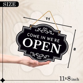 Open Closed Signs for Business - 11x8 Dibond Double Sided Come In Sign or Closed Sign with Rope - Business Open and Closed Sign for Door, Window - Open and Close Sign