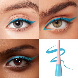 Boobeen Liquid Eyeliner Pen, Coloured Eyeliner, Waterproof and Smudgeproof, Eyeliner Ink Pen with Precision Tip for Bold Eye Looks (Light Blue, 1 Piece)
