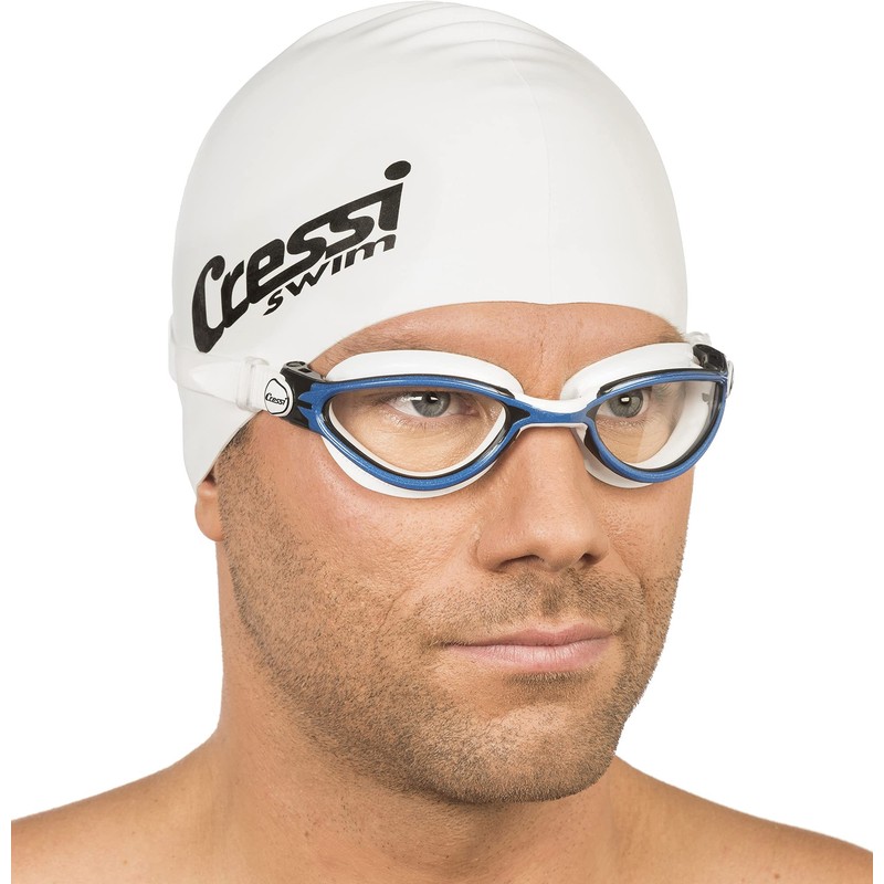 Cressi Thunder - Premium Swimming Goggles, White/Blue
