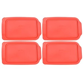 Pyrex 234-PC 4qt Red Rectangle Plastic Food Storage Lid, Made in USA - 4 Pack