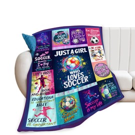 Soccer Blanket Gifts for Girls Women Soft Warm Plush Soccer Sports Throw Blanket Flannel Fleece Fuzzy Soccer Sport Blanket for Kids Lovers Bed Couch Living Room Decor 50"X40"