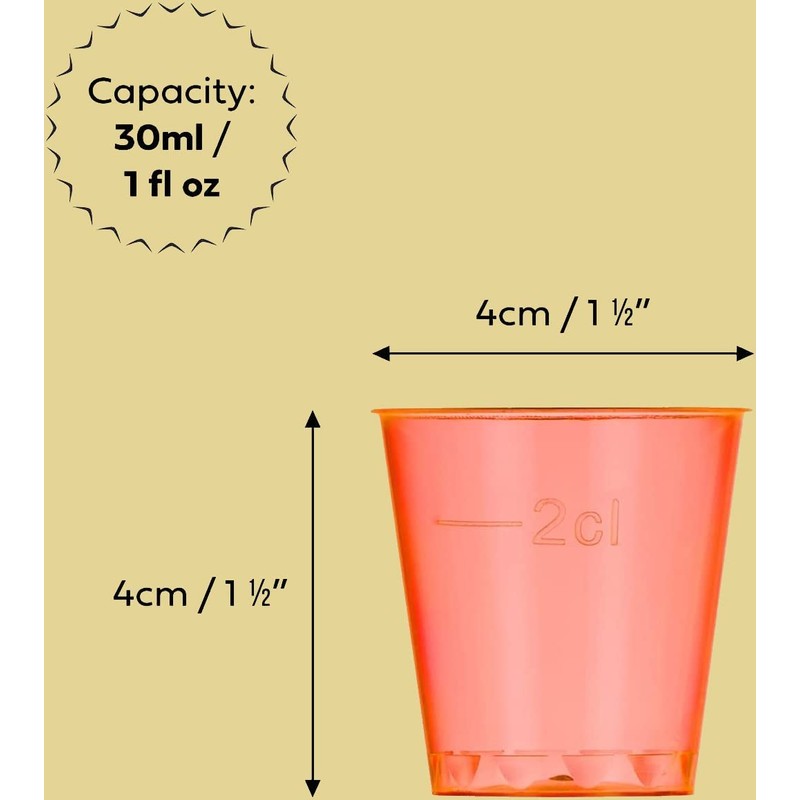 eMKay® Multicoloured Neon Hard Disposable Reusable Heavy Duty Plastic Shot