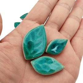500g Random 3 Sizes Leaves Ceramic Mosaic Tiles Make Creative Ceramic Mosaic Pieces for DIY Crafts, Flower Pots, Vases, Cups, Garden Decoration, Mosaic Making Accessories (Ice Cracked
