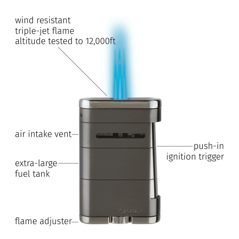 Xikar 535BK Allume Triple 3 Jet Torch Tabletop Lighter Tuxedo