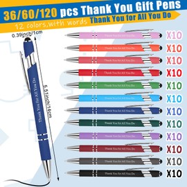 Seajan 120 Pcs Employee Appreciation Gift Pen Bulk Thank You for All You Do Ballpoint Pen 2 in 1 Stylus Pen Funny Touch Screen Gift Pen for Men Women Coworker Volunteer Teacher Student