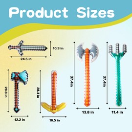 FSAIUIS 10 Pack Jumbo Pixel Inflatable Toys, Assorted Large Blow Up Weapons Set - Sword Axe Pickaxe Trident for Halloween Cosplay Birthday Party Pool & Beach Decor Supplies