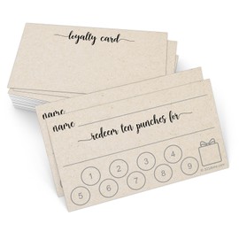 321Done Loyalty Punch Cards, Made in USA - 3.5x2 Customer Reward Card, Redeem 10 Punches or Visit for Prize, Kraft Tan - Set of 50
