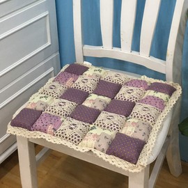 vctops Patchwork Chair Pad with Ties No Slip Lace Trim Chair Cushion Farmhouse Floral Print Kitchen Dining Seat Cushion (301, 16"x16")