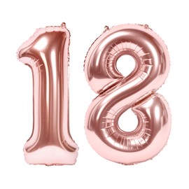 Siumir Number Balloons Rose Gold Foil Number Balloons 10th Birthday Balloons Giant Digital Balloons for Birthday Party, Wedding, Anniversary
