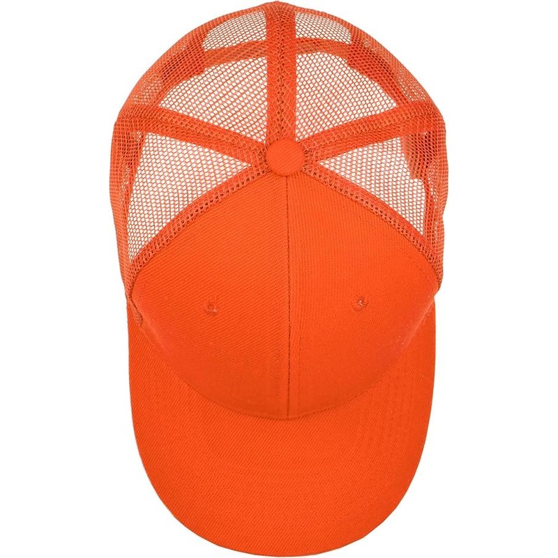 Hunter Orange Trucker Hat – Safety Mesh Back Cap with