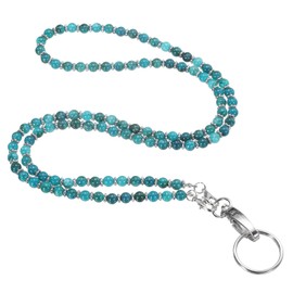 sourcing map Beaded Lanyards for ID Badges, 34.6" Teacher Lanyard ID Badge Lanyards with Clips for Women Beaded Lanyard Cute Teacher Gifts Chains Keychains, Sea Blue
