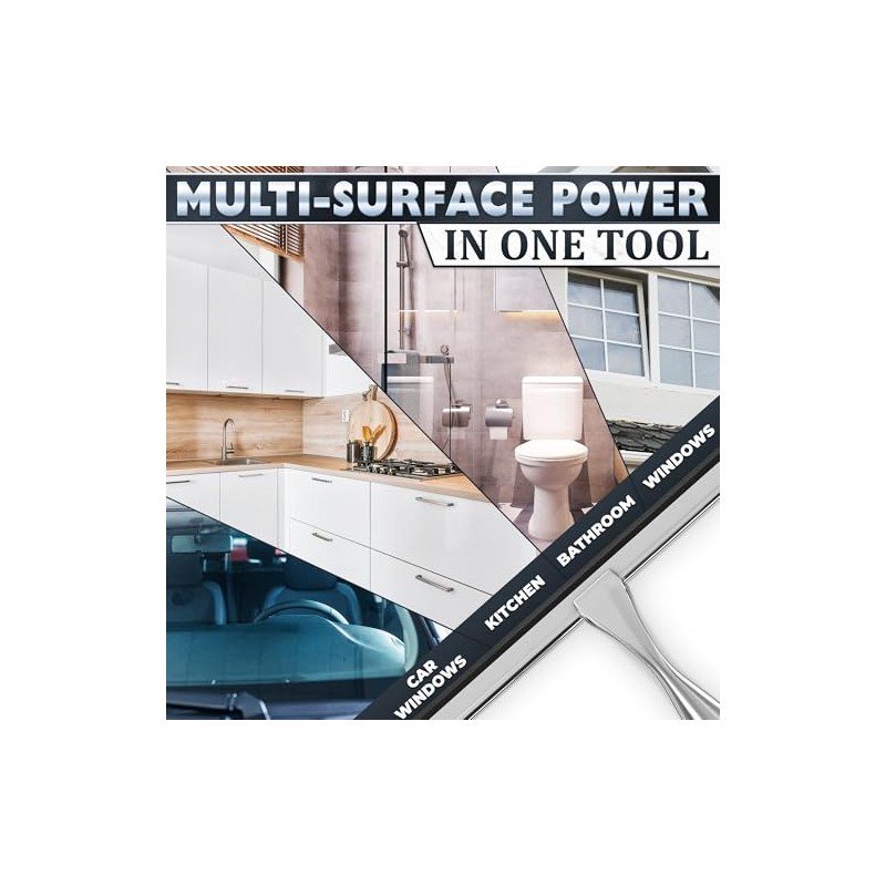 Stainless Steel Shower Squeegee with Silicone Blade and Hook