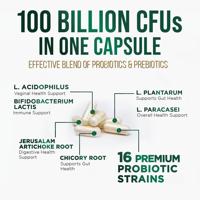 Probiotics for Women's Digestive Health - 100 Billion CFU, 16