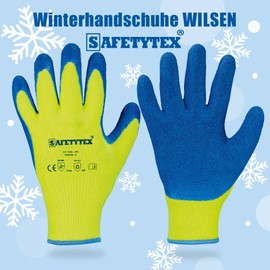 Safetytex Winter Work Gloves - Lined Cold Protection Gloves - Seamless Thermal Coating - Cold Protection up to -30°C - High Grip and Slip Resistance (Size 10, 1 Pair)