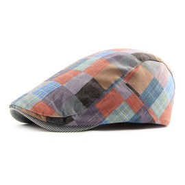 Gudessly - Gorro de golf de algodón plano para hombre, ajustable, a rayas, a cuadros, con diseño de hiedra, 826red, 6 7/8-7 1/2