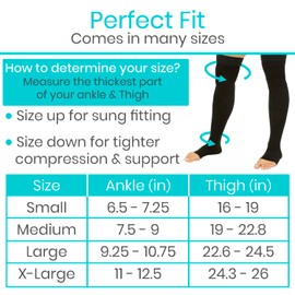 Vive Sheer Compression Socks for Women Men - Varicose Veins Treatment for Legs - Thigh High Compression Stockings