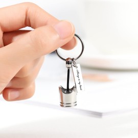 Yinplsmemory 2 Pack Car Parts Cremation Jewelry Piston Urn Necklace Urn Keychain for Men Piston Ashes Keepsake Memorial Jewelry