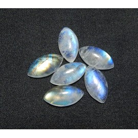 7x14mm Marquise Shape Blue Fire Rainbow Moonstone AAA Quality Natural Calibrated Cabochon Loose Gemstone 6 pcs Box.
