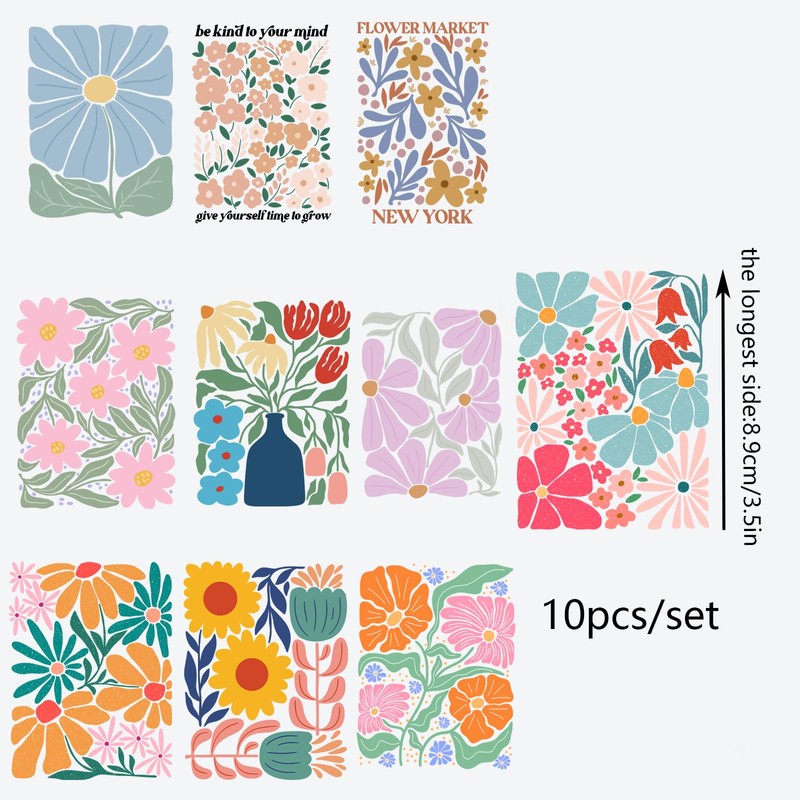 10pcs/Set Flowers UV DTF Transfer Cup Wrap for 16oz Glass