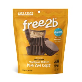 Free2b Sunflower Butter Mini Sun Cups, Safe for School and Allergy Friendly - Gluten-Free, Dairy-Free, Nut-Free, and Soy-Free - Chocolate, 4.2 oz Resealable Bag (Pack of 1)