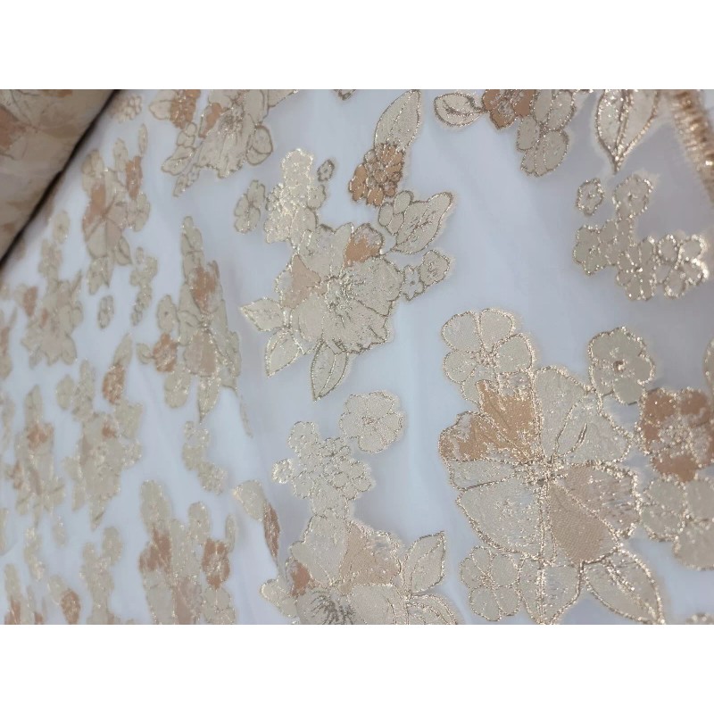 Divas Textiles Fabric by The Yard Champagne Gold Brocade Floral