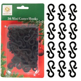 SHATCHI 36Pcs Black Mini Gutter Hooks S Shape – Reusable Christmas Light Hangers, Plastic Gutter Hanging Clips for Outdoor Festival & Seasonal Fairy Lights