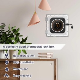 GAESHOW Universal Thermostat Lock Box with Key, Wall Transparent Thermostat Protection, Acrylic Transparent Lock Box Protection with Key Cover, Suitable for Thermostats (1)