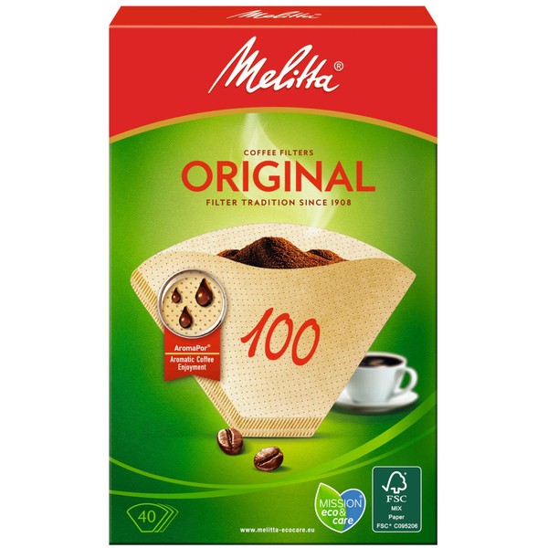 Melitta Coffee Filters 100/40 Natural Brown (Pack of 40 Filters)