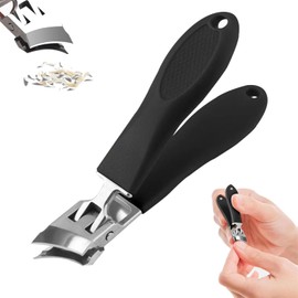 Yeanifeana 1 Piezas Cortaúñas inclinado antisalpicaduras con abertura de mandíbula ancha, cortaúñas curvo para cortes de precisión, cortaúñas para personas mayores (Negro)