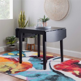 Linon Ervin Wood Square Drop Leaf Table in Black