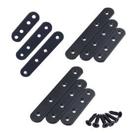 Ymaiss 200Pcs 3 Sizes Flat Straight Brace Bracket Metal Joining Plates Connector Repair Bracket Sturdy Braces Flat Metal Brace Shelf Support Brackets with Screws in Black