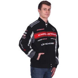 JH DESIGN GROUP Mens Dodge Challenger Embroidered Cotton Twill Jacket (3X, Black)