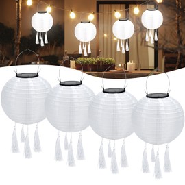Lanterns Outdoor Weatherproof, Lanterns Solar Outdoor, LED Hanging Garden Lantern Solar with Tassel Trim for Gardens, Yards, Balconies, Wedding Decoration