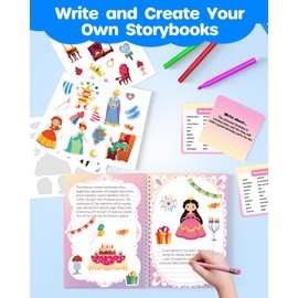 D-FantiX My Storybook Art Kit, Creative Activity for Boys Girls, Hardcover Comic Book Making kit with Stickers, DIY Craft Art Drawing Gifts for Kids