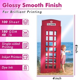Koala Glossy Inkjet Photo Paper 4X6 Inches 4R Size 48lb 100 Sheets Professional Glossy Paper Compatible with Inkjet Printer Use DYE Ink 180GSM