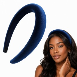 Traziewell Navy Headbands for Women Girls Padded Elastic Hair Band Fashion Fabric Hairbands Cute Head Band H60145