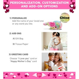 DolliBu Happy Mother's Day Plush Rainbow Whale Large - Cute Stuffed Animal Present with Pink Heart Message for Best Mommy, Grandma, Wife, Daughter - Ocean Life Plush Toy Gift - 9 Inches