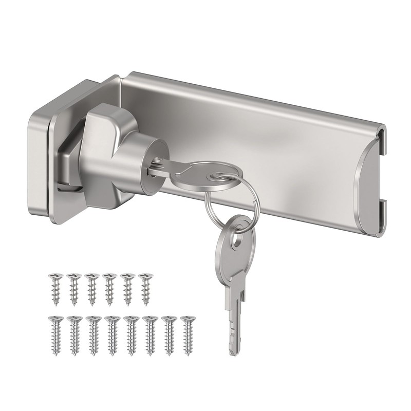 StickNGo 90 Degree Sliding Door Lock, Security Right Angle Hasp