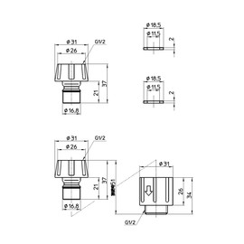 SANEI PL61-21S One-Touch Joint Set, Click-On, One-Touch Connection, Nipple, Set of 2
