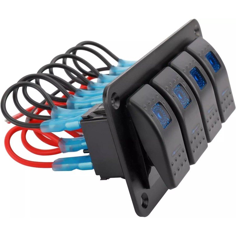 Amarine Made 12V 4 Gang Rocker Switch Panel Toggle Switch