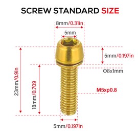 CNCLOL Bike Stem Bolts,M5 x 18mm Stem Bolts For MTB/Road Bike/Mountain Bike/BMX,Gold