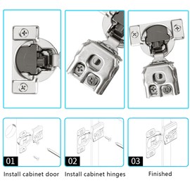 Redunest 1-1/4 Inch Overlay Soft Close Cabinet Hinges, 20 Pack Slow Soft Close Hinges for Kitchen Cabinets Satin Nickel Hidden Self Closing Kitchen Cabinet Hinges for Cupboard
