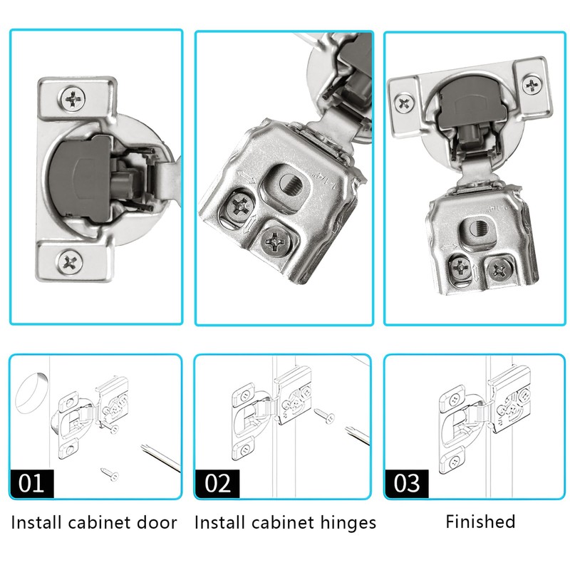 Redunest 1-1/4 Inch Overlay Soft Close Cabinet Hinges, 20 Pack