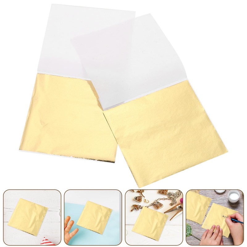 VILLFUL 200sheets Decorative Gold Foil Sheets for Crafts Imitation Gold