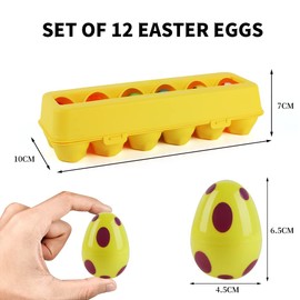 XiXiRan Easter Eggs Filled with Toy, 12 Pieces Easter Surprise Egg, Easter Egg Toy Set, Pre-Filled Easter Eggs, Filled Easter Eggs with Small Toy, with Egg Storage Box