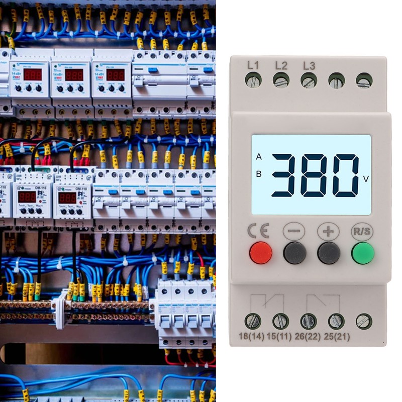 Over Under Voltage Protector Protective Device 3 Phase LCD Digital